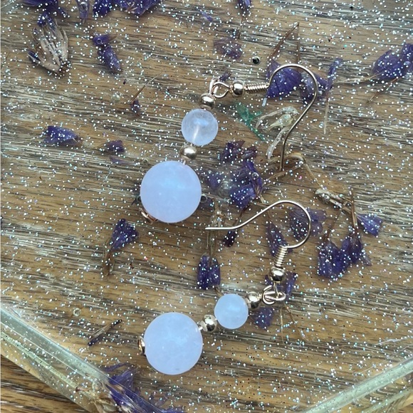 Genuine rose quartz drop earrings - Picture 3 of 4